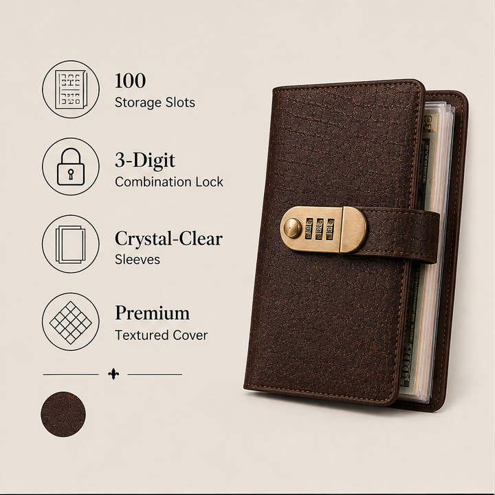 Lockfold – Combination Lock, 100-Slot Currency Collector Album + 50% OFF features