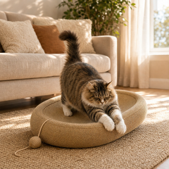 Scratchnook – Sisal Scratcher Bed with Built-In Toy Ball + 50% OFF