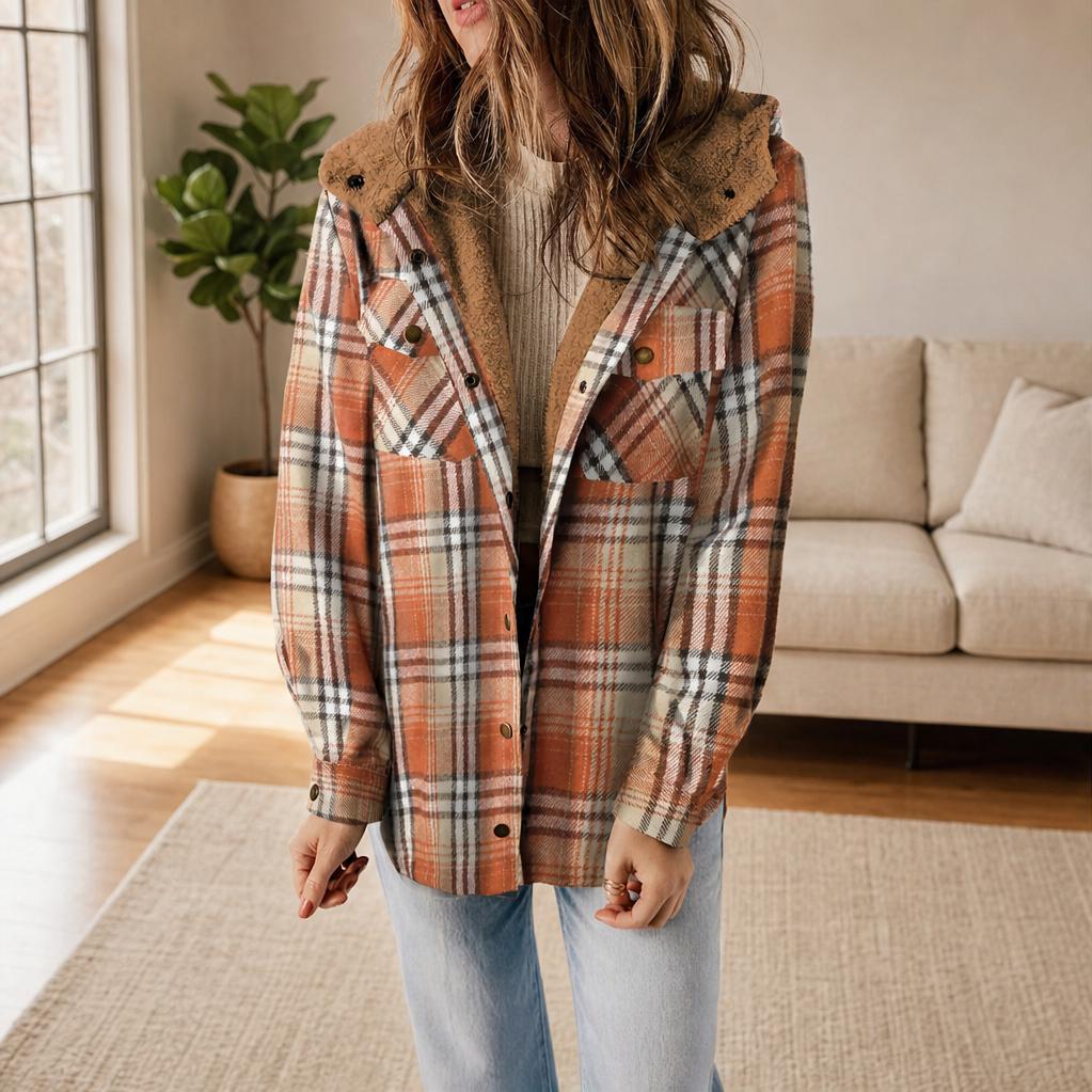 Wrenfield – Sherpa-Hood Thickened Flannel Plaid Shirt Jacket + 50% OFF lifestyle