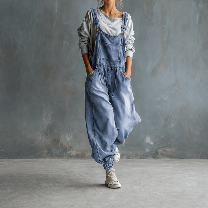 Wanderloom – Oversized Adjustable-Strap Washed Denim Overalls + 50% OFF lifestyle
