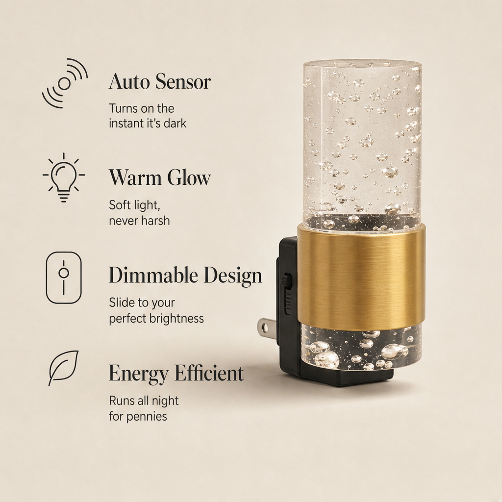 Glimmerholm – Bubble Acrylic Auto-Sensor Night Light + 50% OFF features