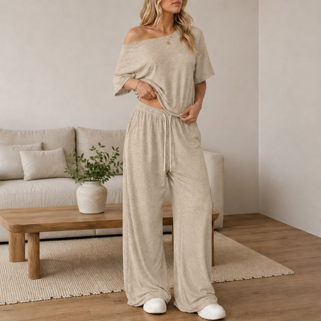 Cloudmere – Off-Shoulder Top &amp; Wide-Leg Pants Lounge Set + 50% OFF lifestyle