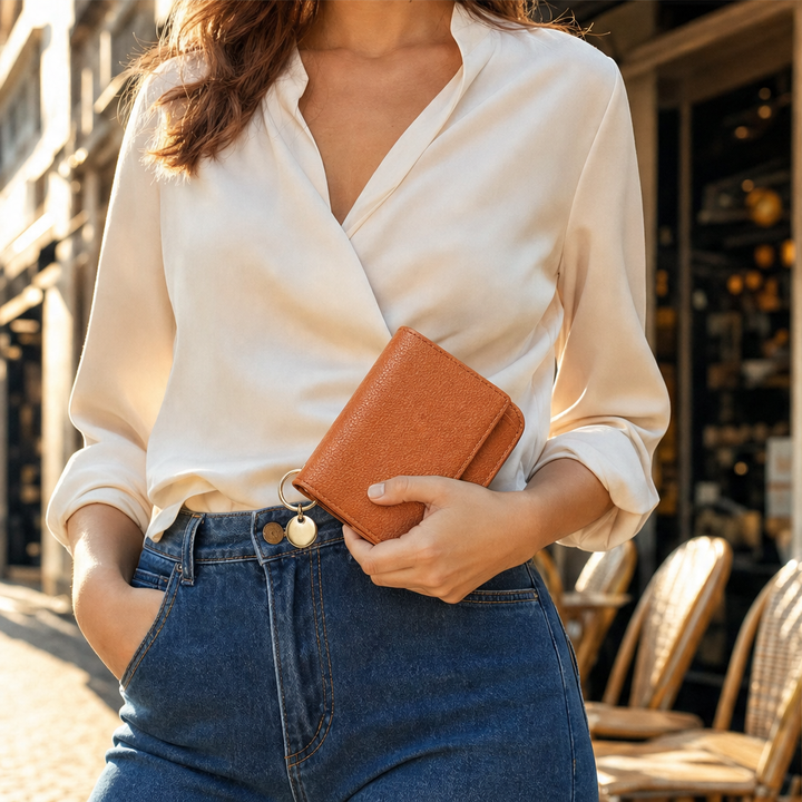 Pocketleigh – RFID-Blocking Pebbled Leather Card Holder with Key Ring + 50% OFF features