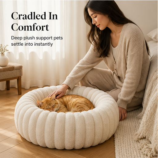 Snugloft – Ultra-Soft Calming Round Pet Bed with Raised Rim + 50% OFF features