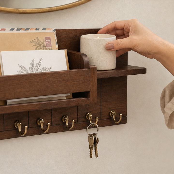 Oakhollow – Solid Wood Entryway Organizer with Key Hooks and Shelf + 50% OFF lifestyle
