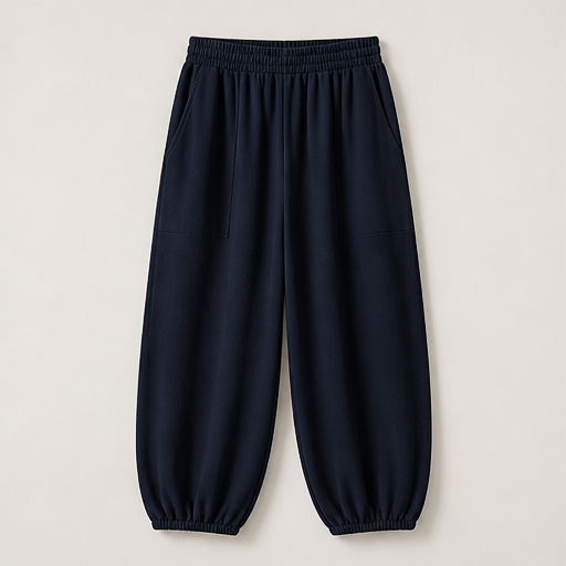 Alcove Palazzo – Elastic Waist Wide Leg Harem Pants with Pockets Navy