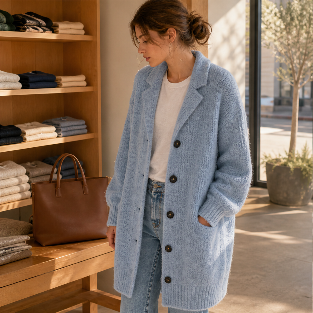Fernloom – Oversized Chunky Knit Long Cardigan Coat + 50% OFF features