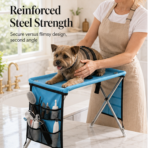 Calmora – 2-in-1 Foldable Grooming Table &amp; Hammock for Pets features