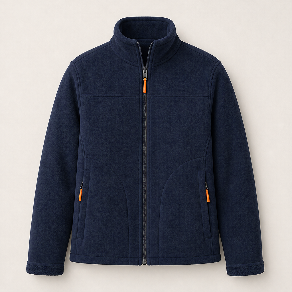 Sherpelle – Sherpa-Lined Reversible Mock Neck Zip Jacket + 50% OFF Navy
