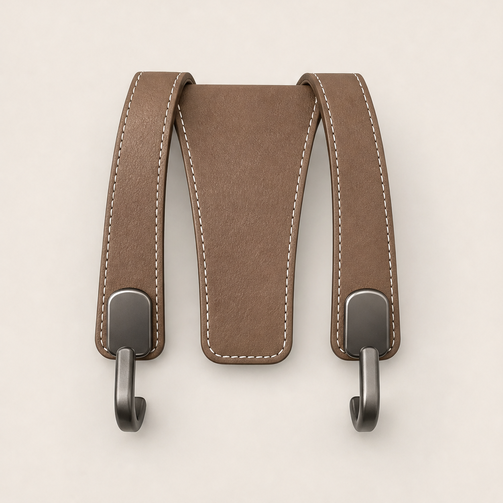 Backseat Foundry – Steel-Core Dual Hook Car Headrest Organizer + 50% OFF Brown