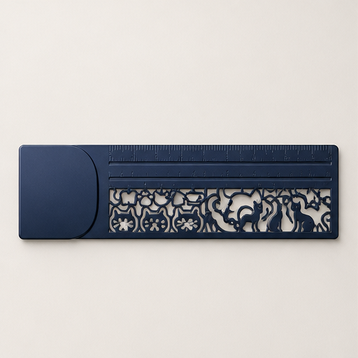 Purrline – 2-in-1 Brass Cat Bookmark &amp; Ruler + 1+1 FREE Navy