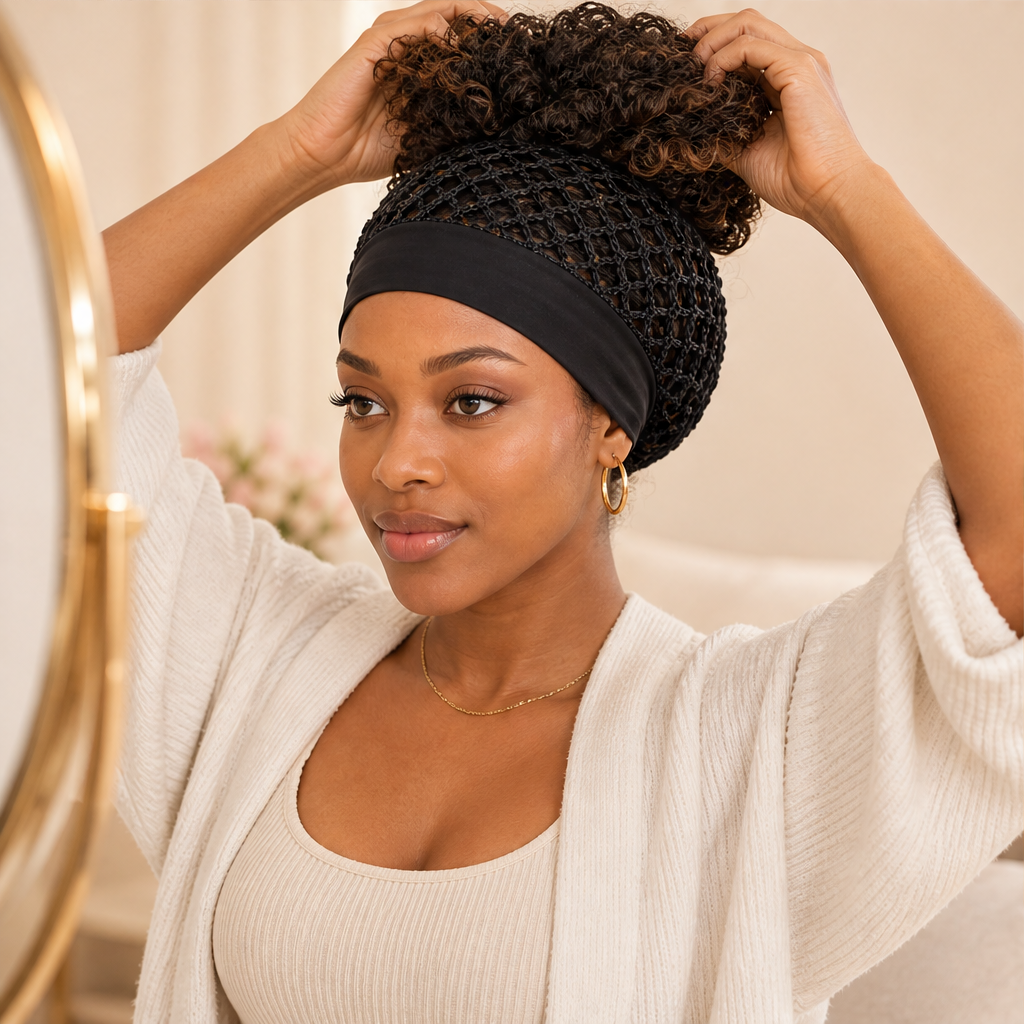 Curlanest – Roomy Mesh 3-Pack Satin-Band Hair Caps for Curls &amp; Braids + 50% OFF lifestyle