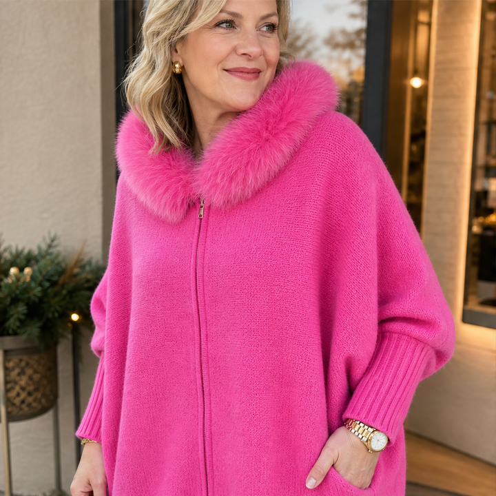 Vailfur – Faux Fox Fur Collar Cozy Cape Poncho + 50% OFF features