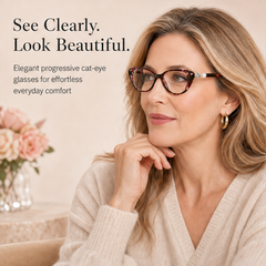 Lumendale – Cat-Eye Progressive Reading Glasses with Pearl Hinge + 50% OFF