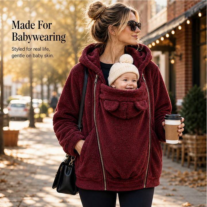 Kindlewrap – Babywearing Sherpa Fleece Hoodie with Zip Carrier Pouch + 50% OFF features