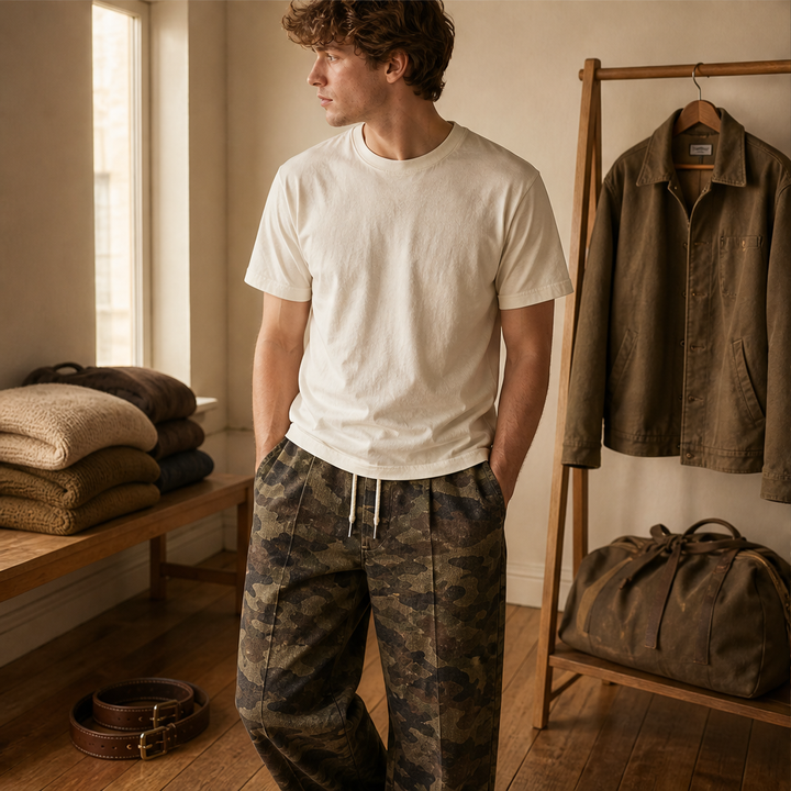 Ridgewick – Relaxed Fit Camouflage Drawstring Pants + 50% OFF features
