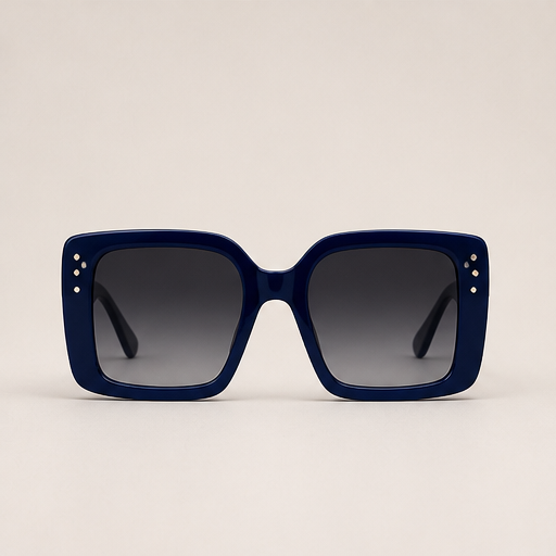 Voss Lane – Oversized Square Gradient Lens Sunglasses Navy
