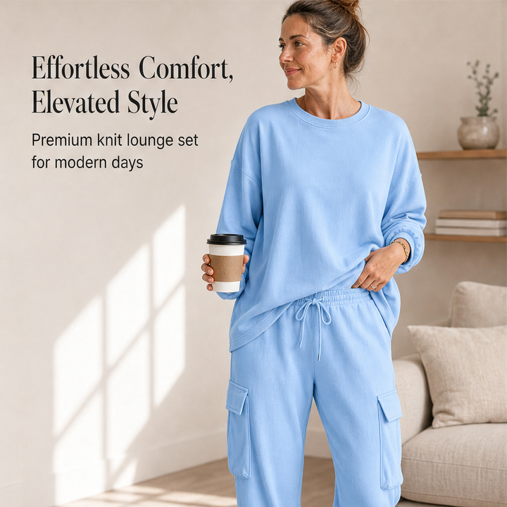 Willowdrift – Soft Knit Crew Top &amp; Cargo Jogger Matching Set + 50% OFF features