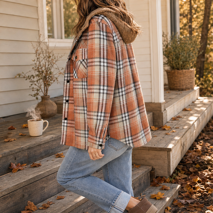 Wrenfield – Sherpa-Hood Thickened Flannel Plaid Shirt Jacket + 50% OFF features