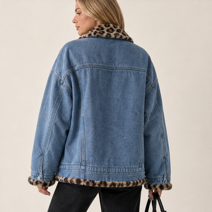 Savann Row – Reversible Leopard Lined Oversized Denim Jacket + 50% OFF features