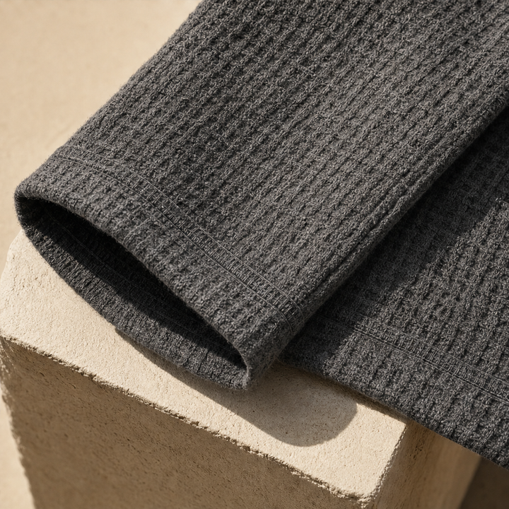 Ashcroft Mill – Waffle Knit Long Sleeve Henley Shirt + 50% OFF features