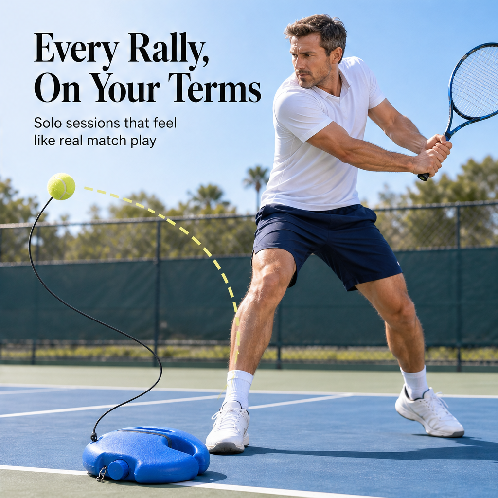 Rallywick – Continuous Ball Return Portable Tennis Rebound Trainer + 50% OFF features