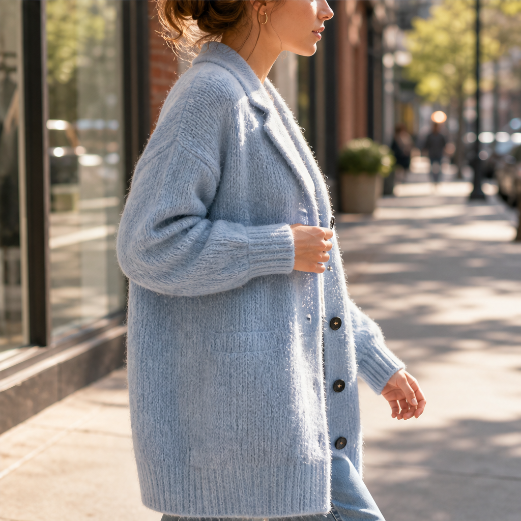 Fernloom – Oversized Chunky Knit Long Cardigan Coat + 50% OFF features