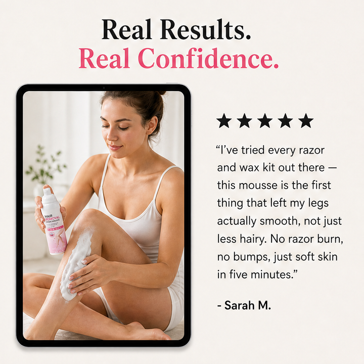 Velvao – Fast-Acting No-Stubble Hair Removal Mousse + 1+1 FREE detail