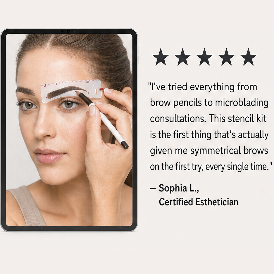 ArchLine – Adjustable 12-Shape Eyebrow Stencil Kit with Headband + 1+1 FREE detail