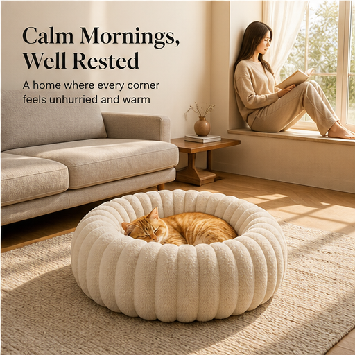 Snugloft – Ultra-Soft Calming Round Pet Bed with Raised Rim + 50% OFF features