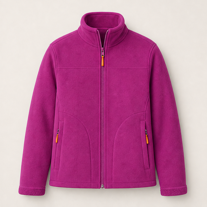 Sherpelle – Sherpa-Lined Reversible Mock Neck Zip Jacket + 50% OFF Fuchsia