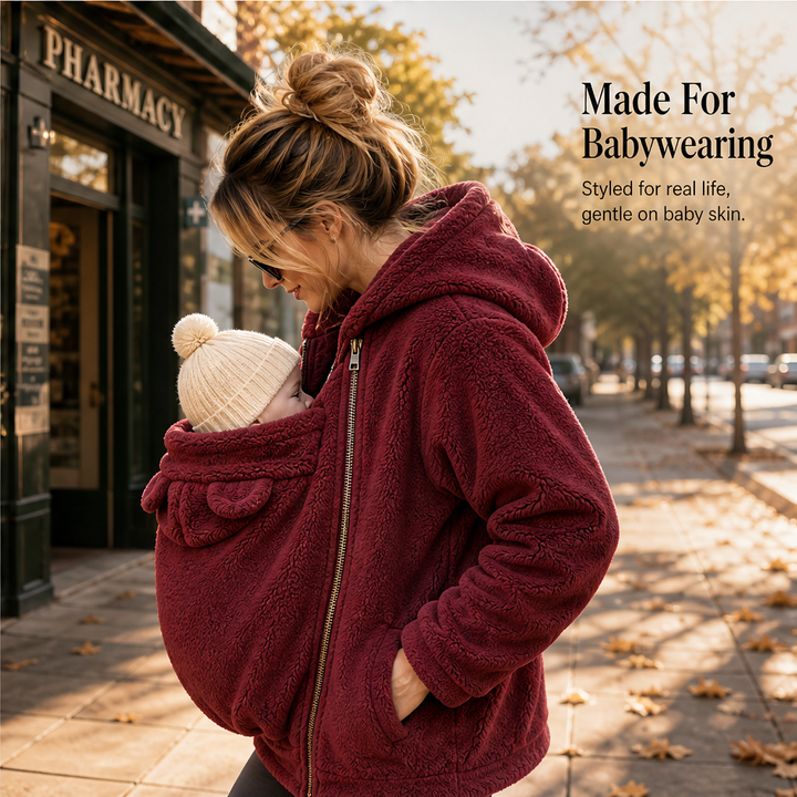 Kindlewrap – Babywearing Sherpa Fleece Hoodie with Zip Carrier Pouch + 50% OFF features