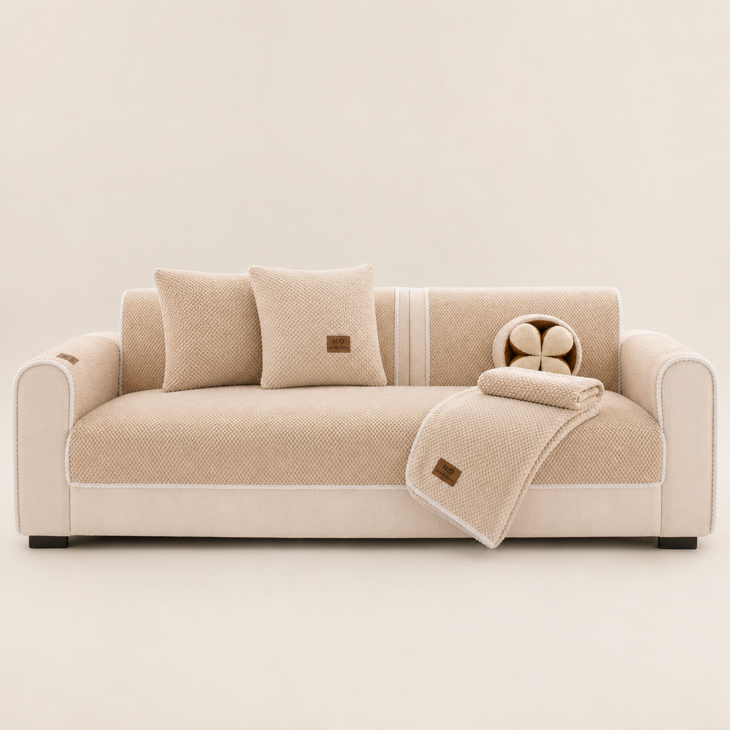 Snugbloom – Thick Bobble-Knit Non-Slip Removable Couch Cover + 50% OFF Beige