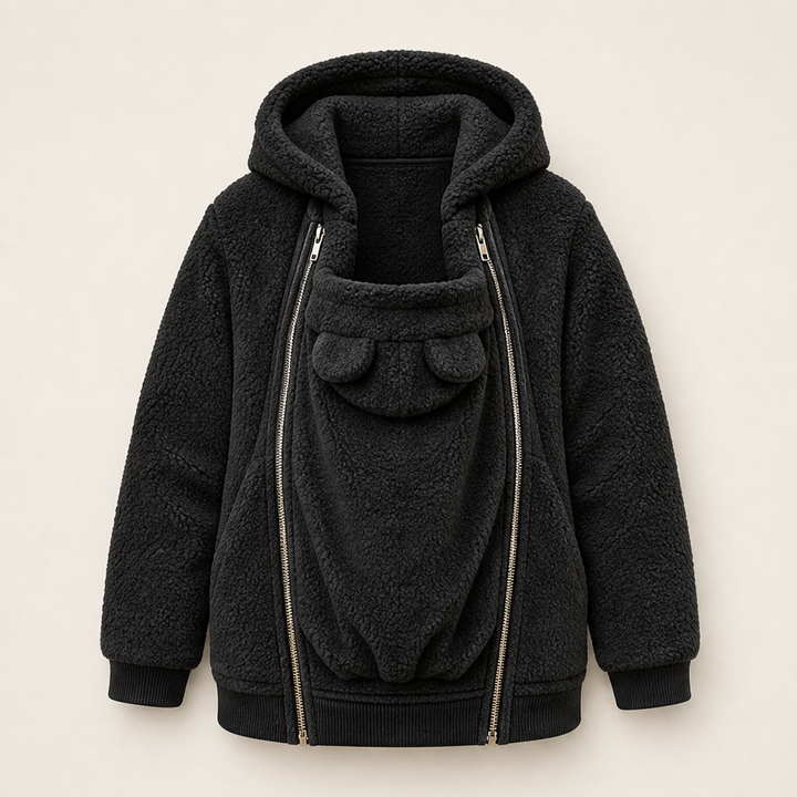 Kindlewrap – Babywearing Sherpa Fleece Hoodie with Zip Carrier Pouch + 50% OFF Black