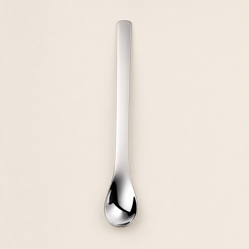 Silvane – Mirror-Polished 316L Steel Long-Handle Dessert Spoon + 50% OFF Silver