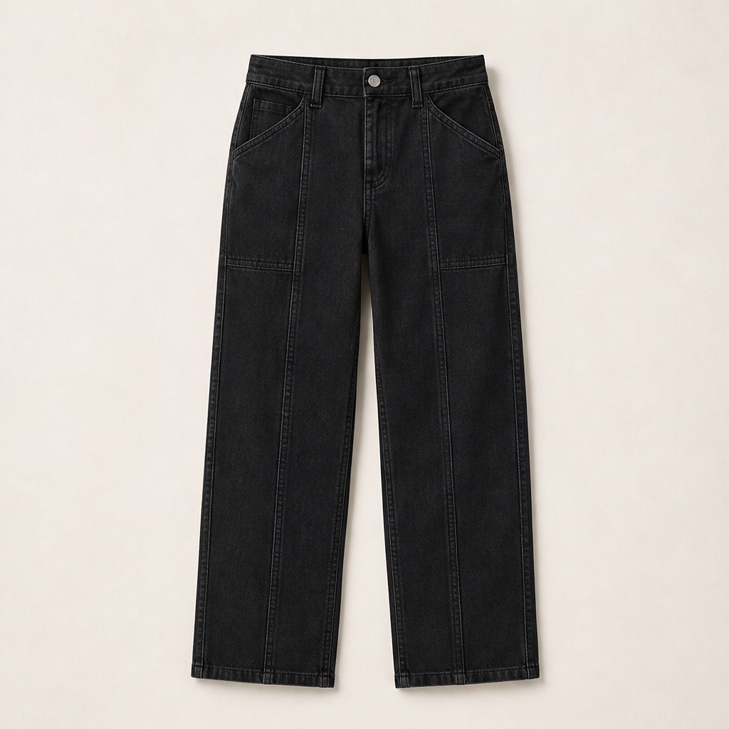 Vertaline – Tailored Straight-Leg Reinforced Seam Trousers + 50% OFF Black