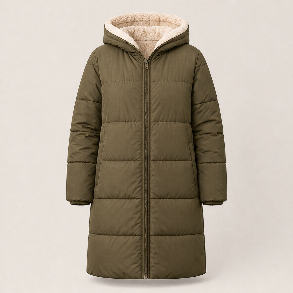 Willowmere – Reversible Sherpa-Lined Hooded Winter Coat + 50% OFF Olive