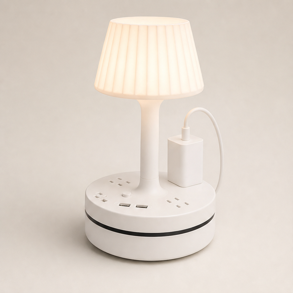 Litewick – Bedside Lamp with AC Outlets &amp; USB Charging Base + 50% OFF White