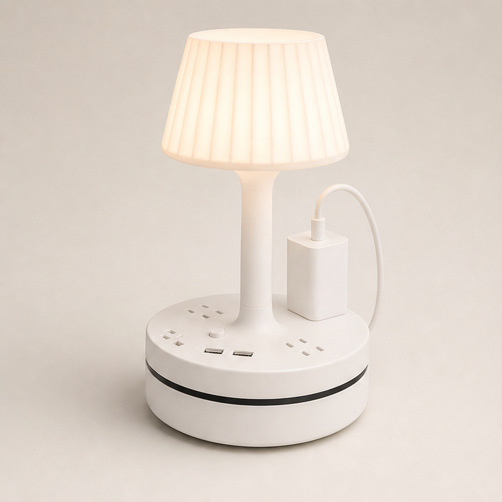 Litewick – Bedside Lamp with AC Outlets &amp; USB Charging Base + 50% OFF White