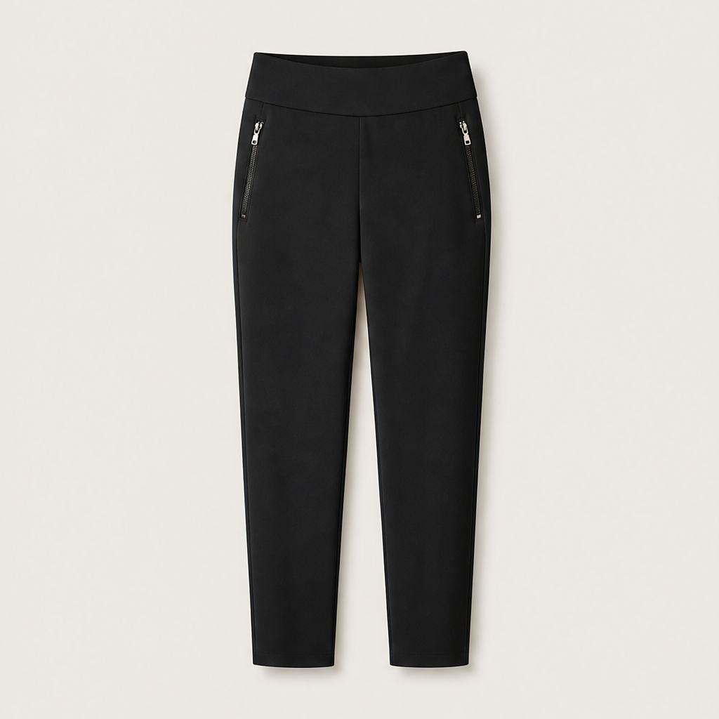 Tavelle – High-Waist Tummy Control Zipper-Pocket Stretch Pants + 50% OFF Black