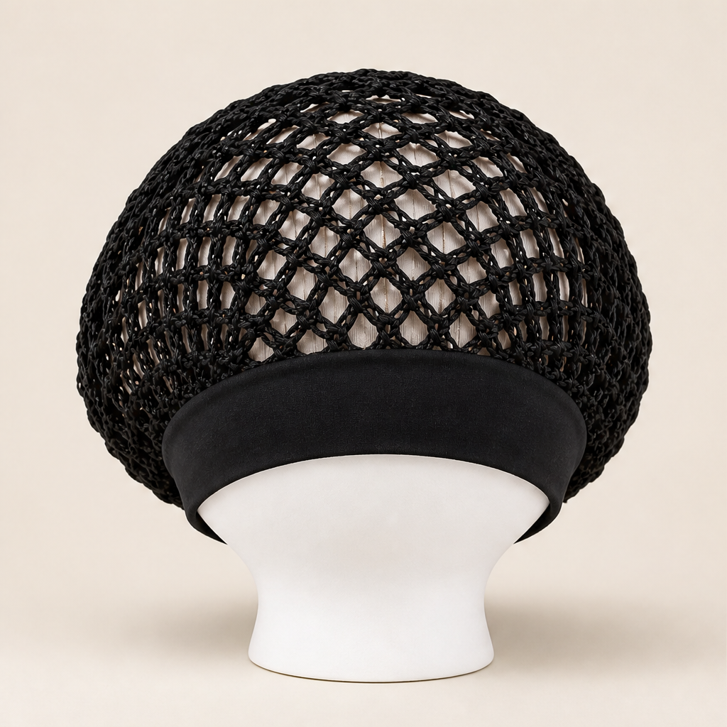 Curlanest – Roomy Mesh 3-Pack Satin-Band Hair Caps for Curls &amp; Braids + 50% OFF Black
