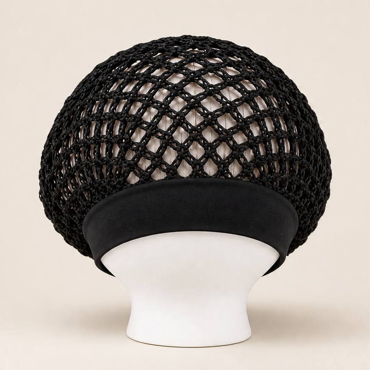 Curlanest – Roomy Mesh 3-Pack Satin-Band Hair Caps for Curls &amp; Braids + 50% OFF Black