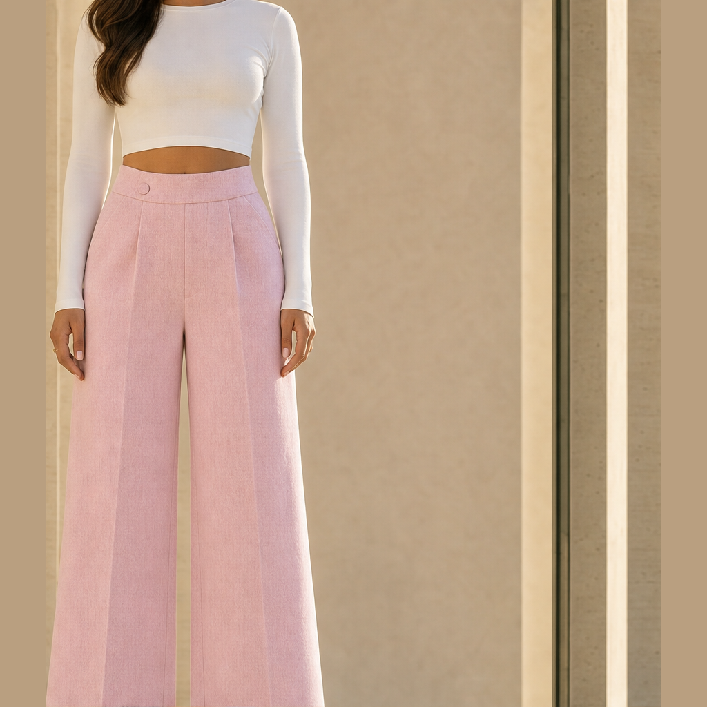 Marlowick – High-Waist Wide-Leg Trousers with Slimming Silhouette + 50% OFF Pink
