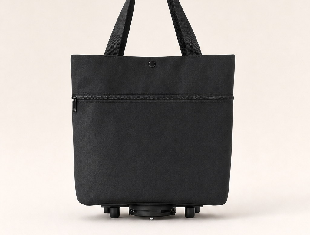 Cartelle – Foldable Rolling Tote with Hidden Wheels Shopping Trolley + 50% OFF Black