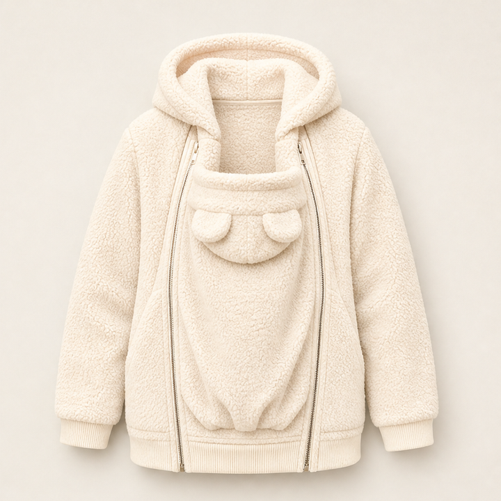 Kindlewrap – Babywearing Sherpa Fleece Hoodie with Zip Carrier Pouch + 50% OFF Beige