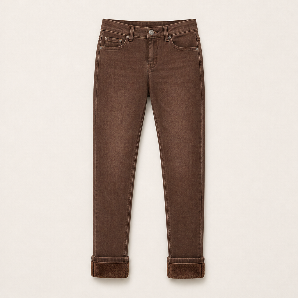 Thermayne – Plush-Lined High-Stretch Skinny Jeans + 50% OFF Brown