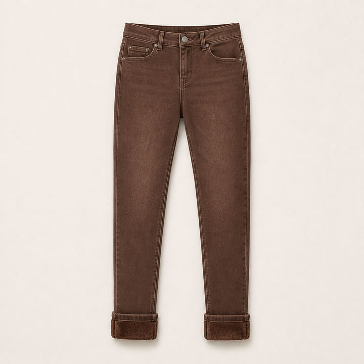 Thermayne – Plush-Lined High-Stretch Skinny Jeans + 50% OFF Brown