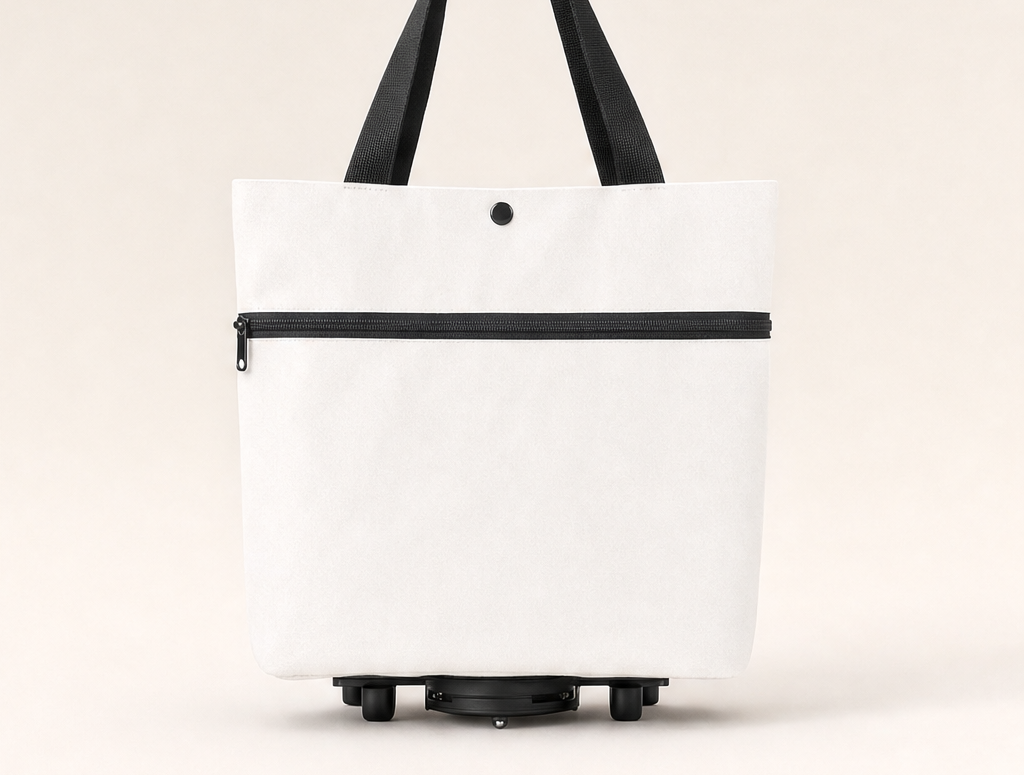 Cartelle – Foldable Rolling Tote with Hidden Wheels Shopping Trolley + 50% OFF White