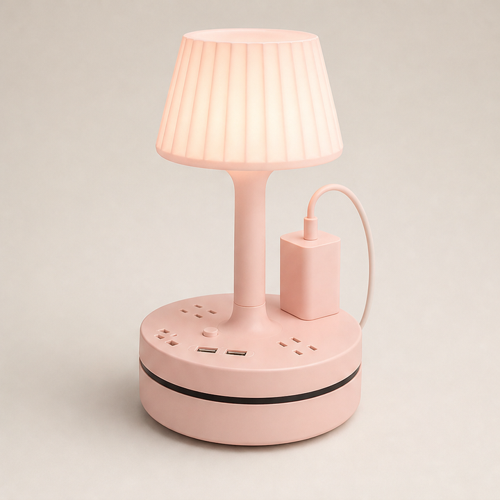 Litewick – Bedside Lamp with AC Outlets &amp; USB Charging Base + 50% OFF Pink