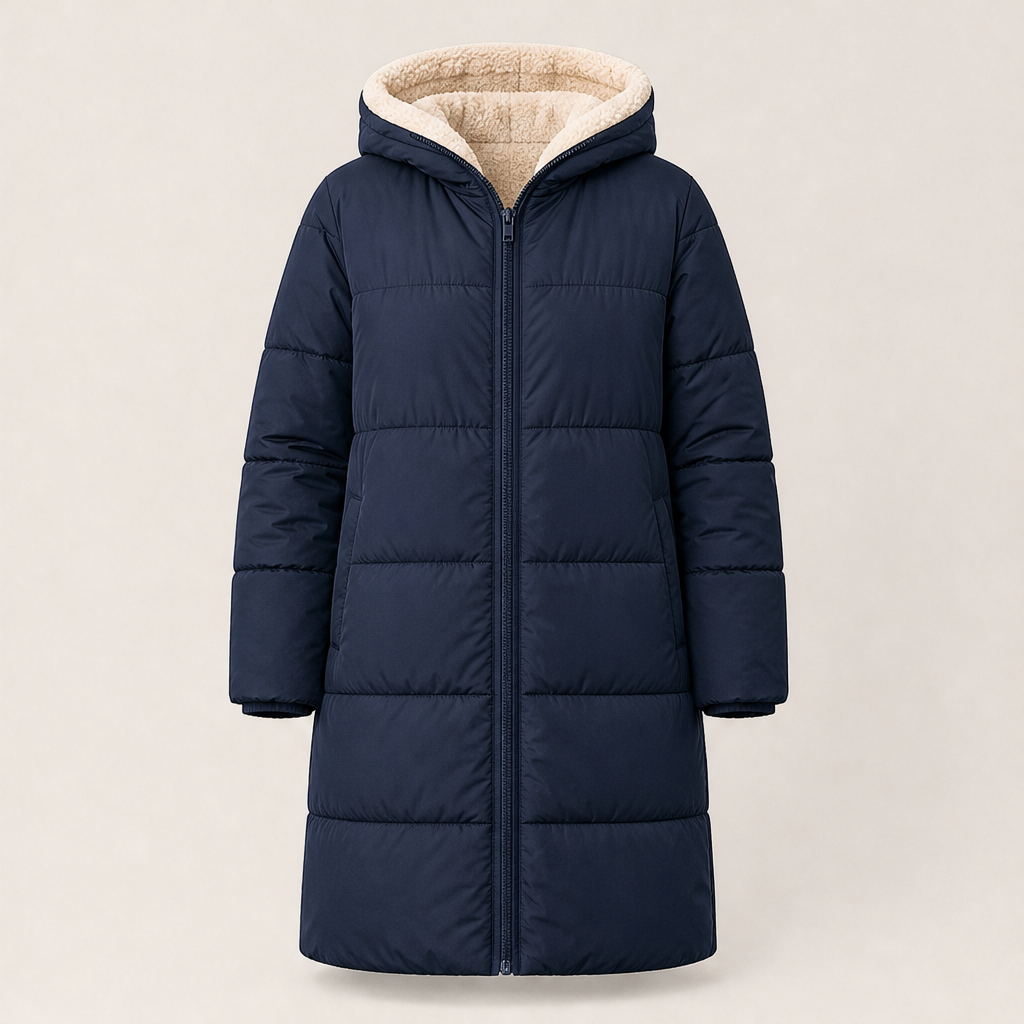 Willowmere – Reversible Sherpa-Lined Hooded Winter Coat + 50% OFF Navy